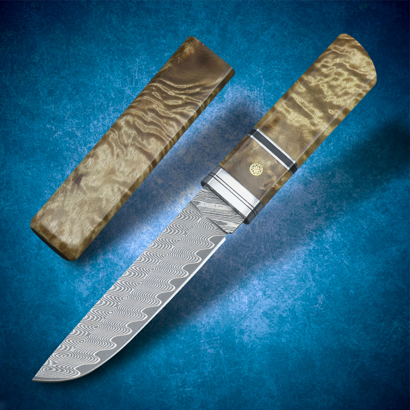 

Damascus Steel Samurai Straight Knife Stable Wooden Handle Fixed Blade Outdoor Tool EDC Camping Survival Tactics Fighting Equipment Men&#039