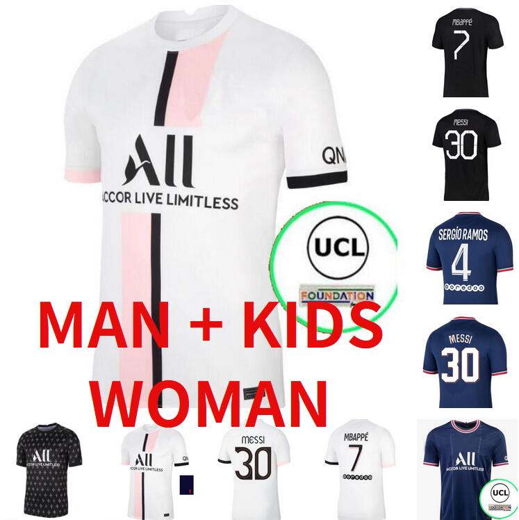 

21/22 mbappe Messi SERGIO RAMOS soccer jerseys 2021 2022 WIJNALDUM HAKIMI ICARDI MARQUINHOS NEYMAR JR VERRATTI football SHIRT maillot de foot woman man kids kit, Kids size