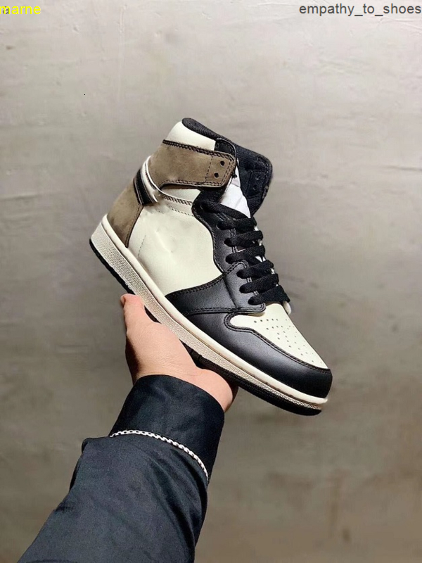

New Release 1 High OG Travis TS SP Mocha Men Women Cactus Jack Dark Scotts Basketball Shoes Sport Sneaker, White brown