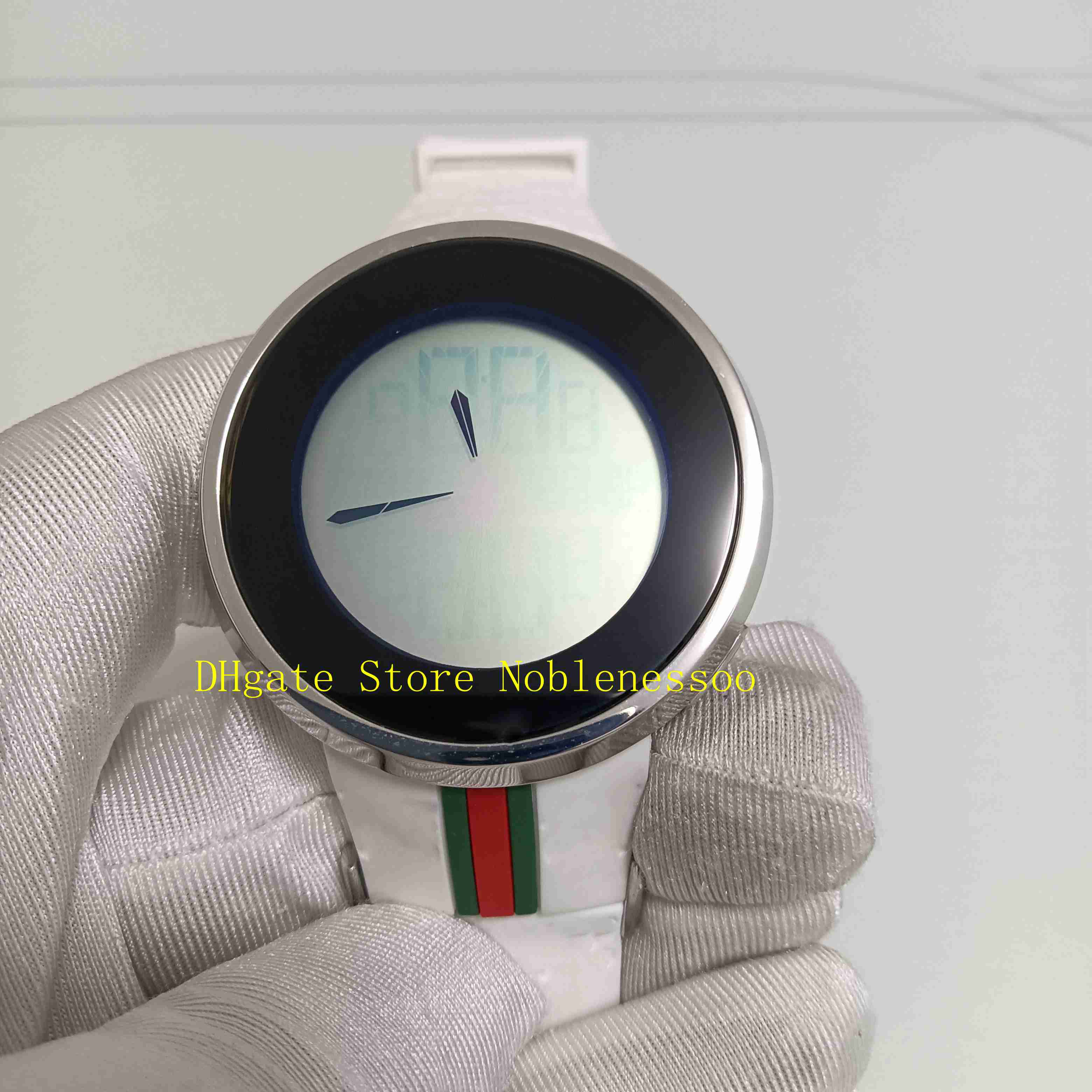 

Original Box Watch Midsize Men's Women 45mm Quartz Movement Digital Dual Time White Rubber Bracelet Stainless Steel Mens Sport Watches Wristwatches, 01