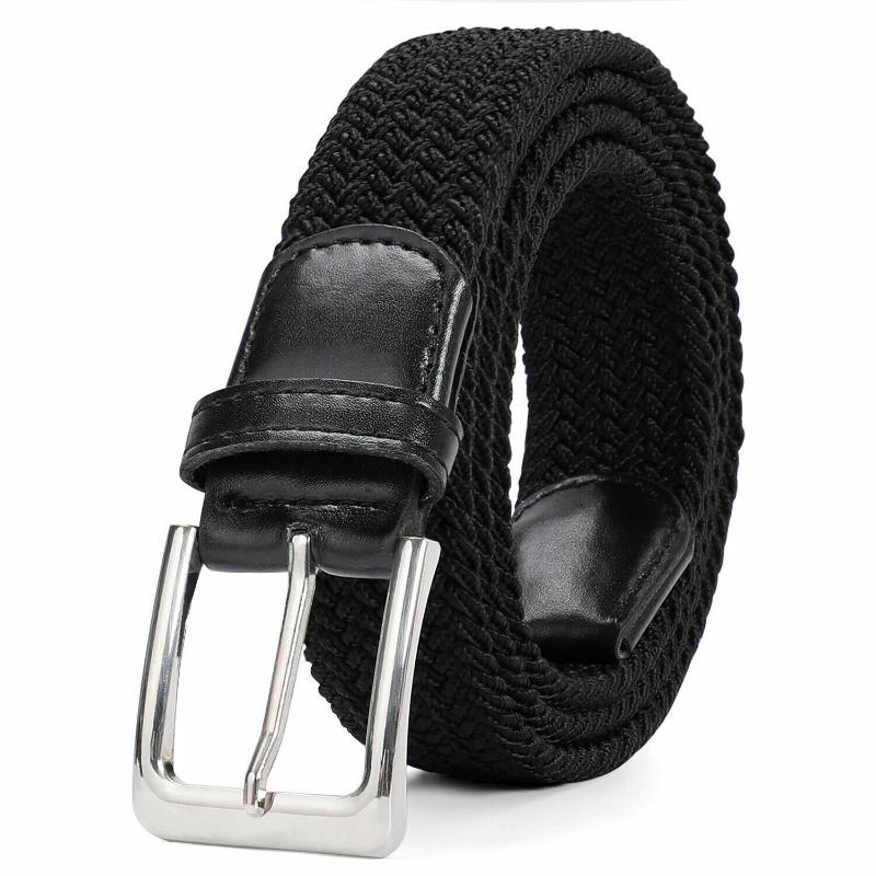 

Belts Braided Elastic Belt For Men Women Woven Canvas Stretch Waist Strap Men'S Type High Quality, Black;brown