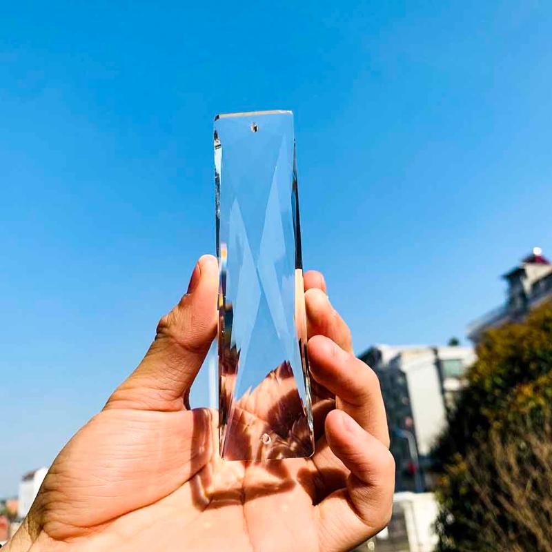 

Charms 1pc Crystal Pendant Glass Art Rectangular Prism Chandelier Lamp Part Replace DIY Faceted Suncatcher Home Decor, Bronze;silver