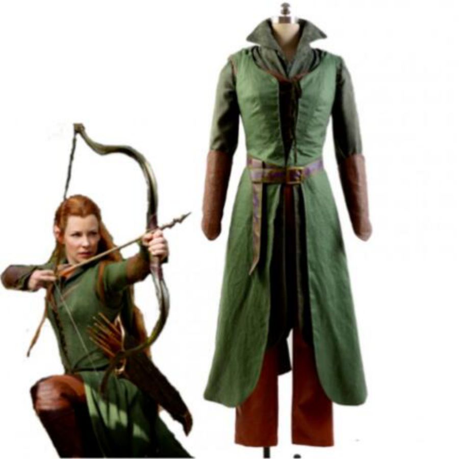

Hobbit 2 / 3 Elf Tauriel Lord of the Rings Cosplay Costume Outfit, Photo color