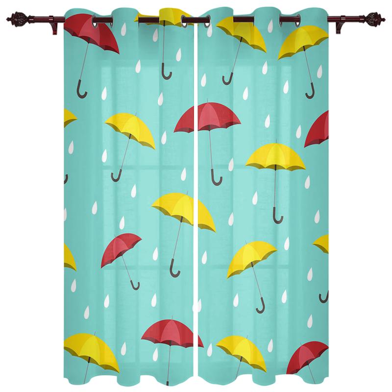 

Luxury Modern Window Curtains Umbrella Raindrops Bedroom Living Room Dining Decoration Translucent Beautiful Curtain & Drapes