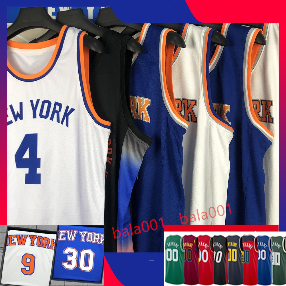 

Julius 30 Randle RJ 9 Barrett Basketball Jerseys mens 2021 new blue white all Stitched, As