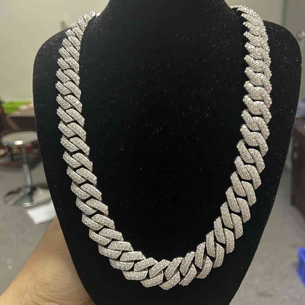 

Necklaces Meisidian Sterling S925 Silver White Gold Plated Vvs Moissanite Diamond 14mm 20inch Cuban Link Chain Necklace E8dc