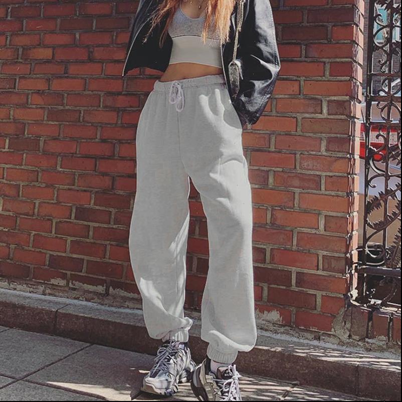 

womens pants fashion hip hop joggers sweatpants women high waist drawstring street running sports casual trousers gray black white