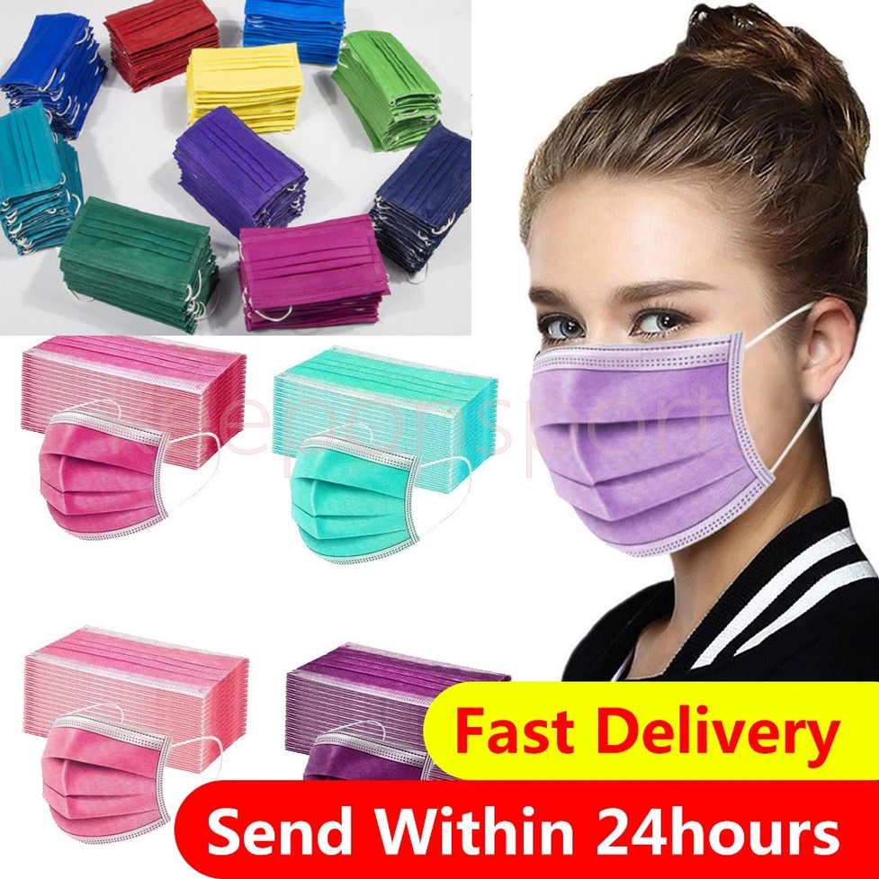 

DHL Fast Disposable Face Mask 3 Layers Multi Colors Dustproof Facial Protective Cover Masks Anti-Dust Disposable Salon Mouth Mask Party Masks Wholesale XC299