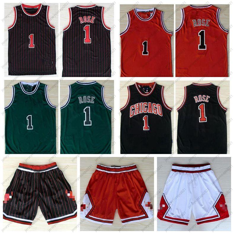 

Men 100% Stitched Basketball Jerseys Bull Derrick Rose 1 Jersey Vintage Classics retro just don shorts Top Quality S-2XL, As photo8