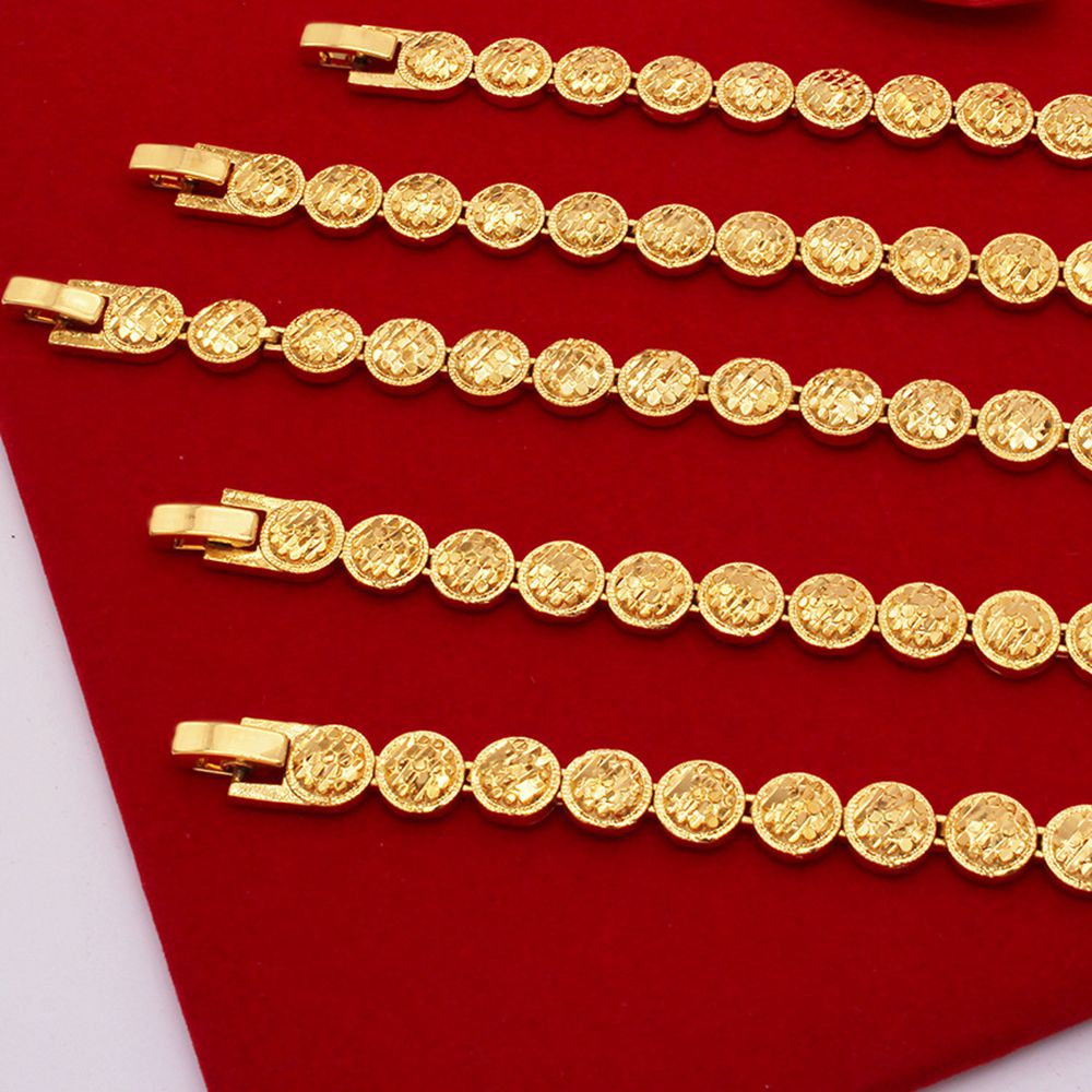 Tennis Bracelet Chain Link Women 18k Yellow Gold Filled Dubai Bride Lady Fashion Wrist Jewelry-image-738179256