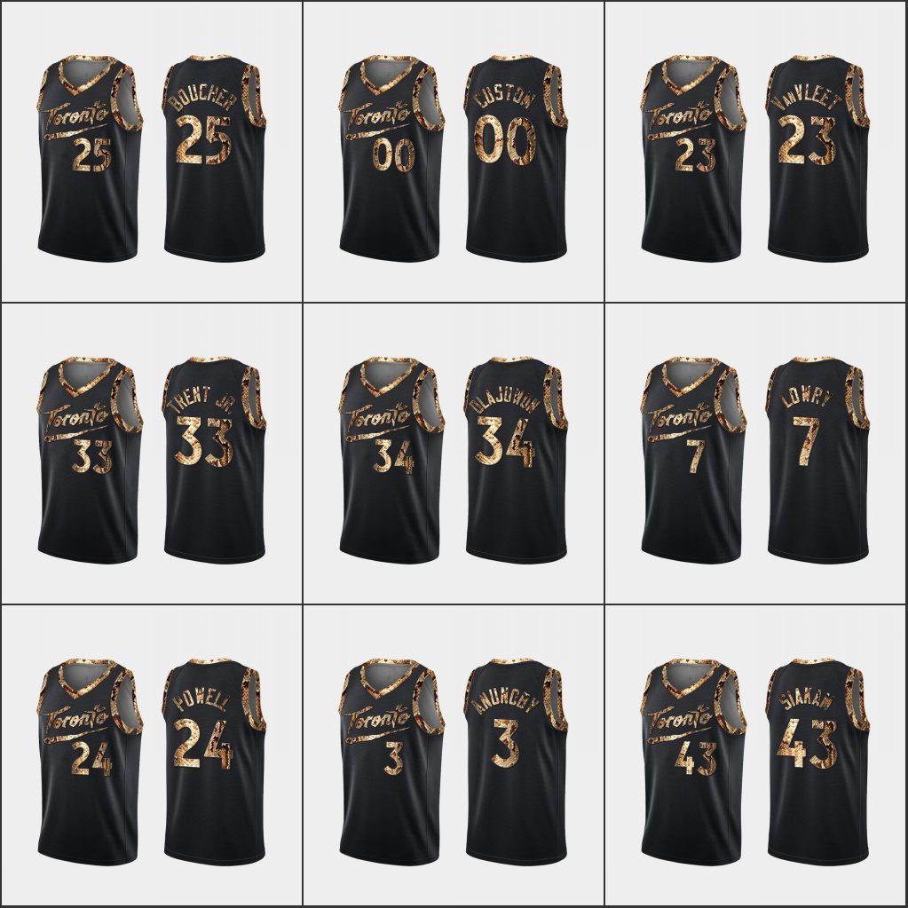 

TorontoRaptorsMen Gary Trent Jr. OG Anunoby Kyle Lowry Fred VanVleet Pascal Siakam Chris Boucher Custom Python Skin Black Jersey