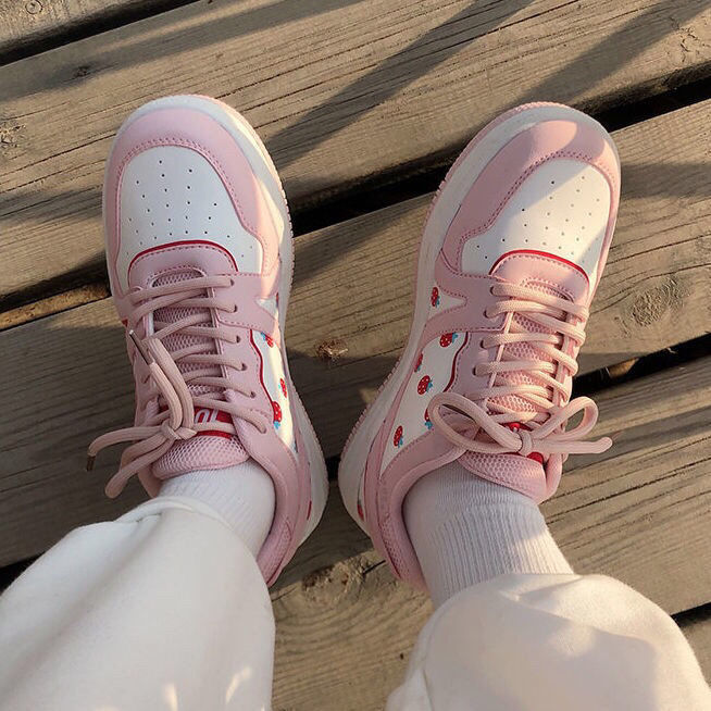 

Womens casual Shoes White Kawaii Female Sneakers Casual Spring Autumn Basket Tennis Platform Flat sneaker Vulcanize Lolita 2022, Pink