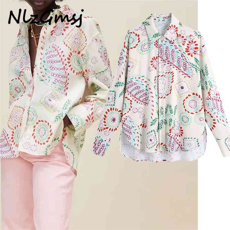 

Blouse Shirt Women Long Sleeve Irregular Loose Summer Chic Side Vents Button Up Plus Size Woman Top 05 210628, As picture