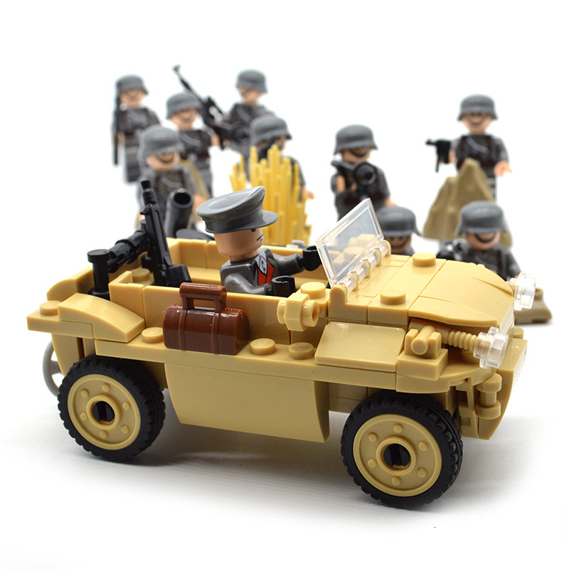 

Custom WW2 Military Building Blocks Sets Red Army German US Soviet Gaz-67 Vehicle Construction Kids Toys for Children 1008
