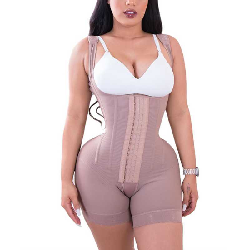 

Women' Shapers High Double Compression Garment Abdomen Control Hook And Eye Closure Tummy Adjustable Bodysuit Women, Beige