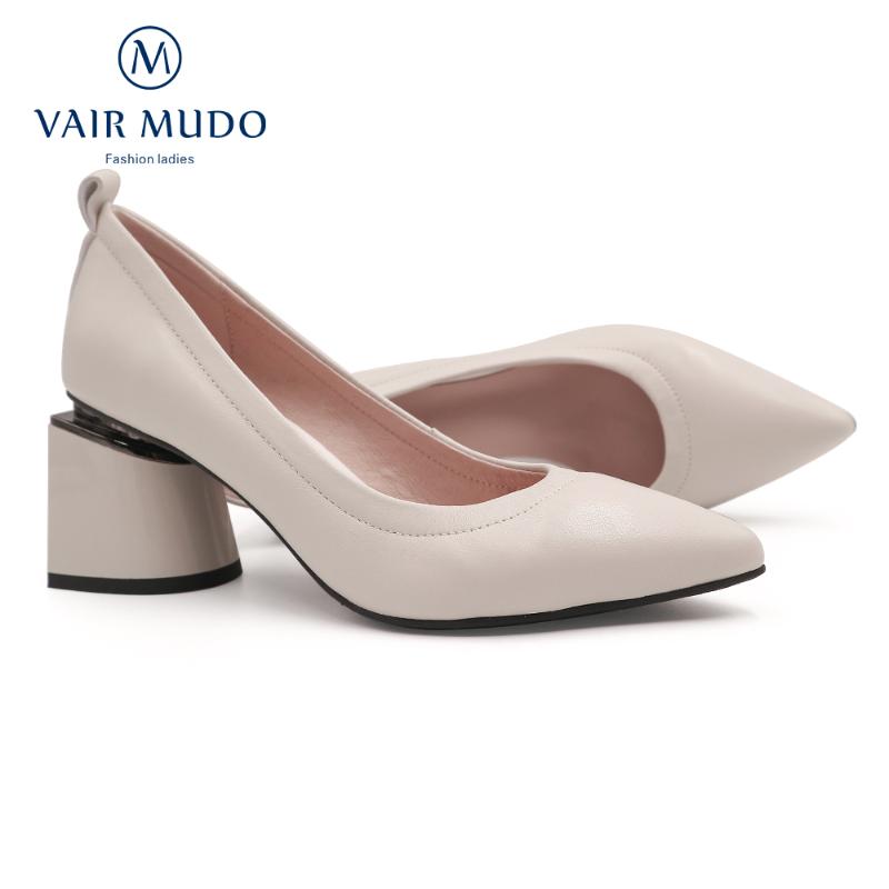 

Women Pumps Shoes High Heels Genuine Leather Mary Janes Pointed Toe Leisure Sewing Casual Spring Autumn Elegant D200 Dress, Black