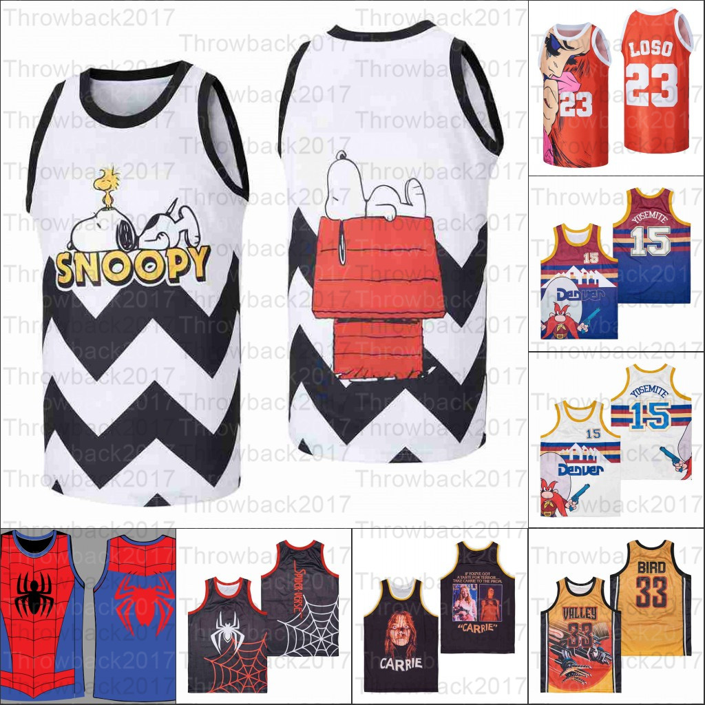 

basketball Jerseys Movie TV INTO THE SPIDER VERSE LARRY BIRD VALLEY ALTERNATE HIGH CARRIE YOSEMITE SAMWHITE, As photo