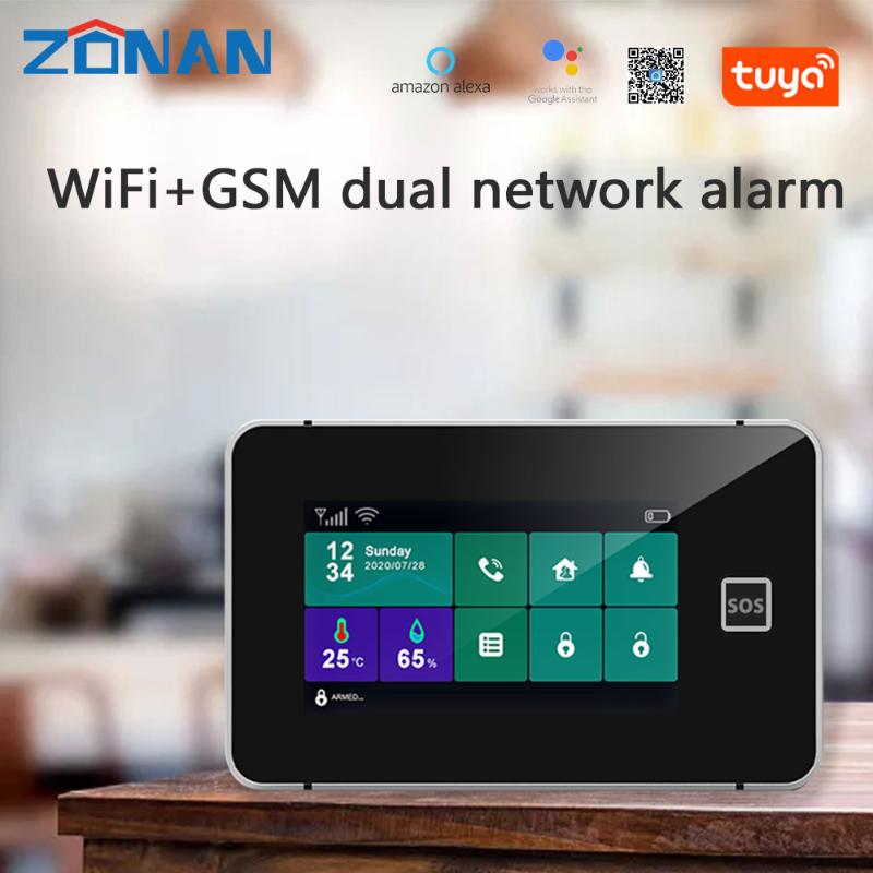 

Alarm Systems Security System Tuya WiFi Gsm SOS 433MHz Wireless Smart Home Anti-theft Temperature Humidity Display App Control