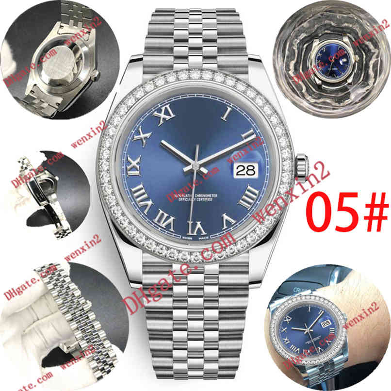 

Small diamond mens watch roman numerals Mechanica automatic 41mm High Quality Stainless steel waterproof sports Style Classic gold Wristwatches, 10