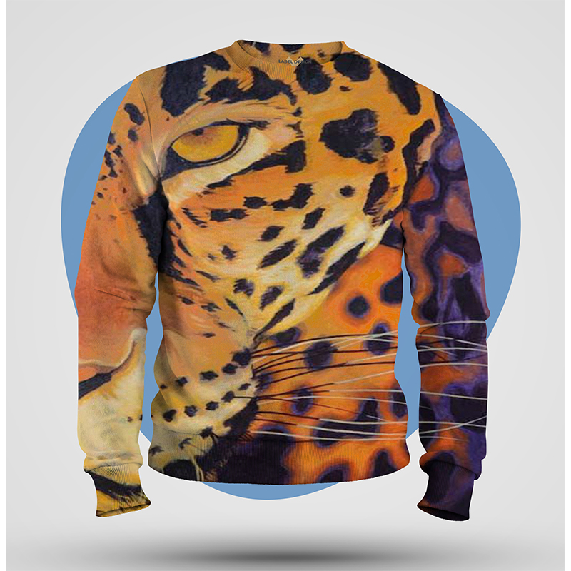 

Leopard print personality design 3D printing hoodie visual impact party top punk gothic round neck high quality American sweatshirt hoodie, Black