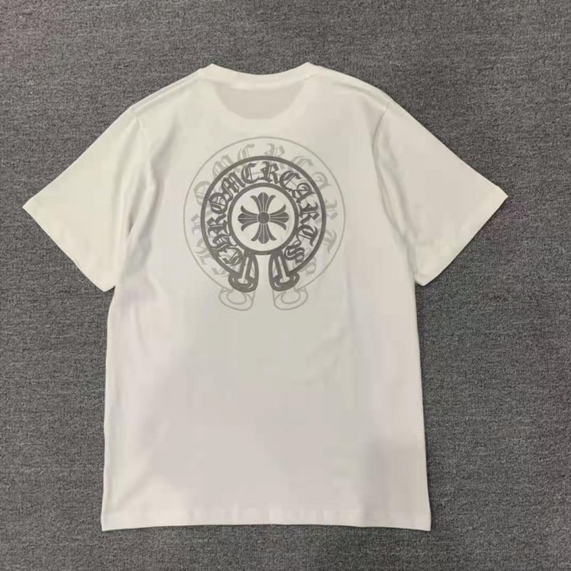 

brand crosin cross Chao horseshoe double print cotton short t-shirt men's and women's bottom shirt half sleeve ins Freeshipping, White;black