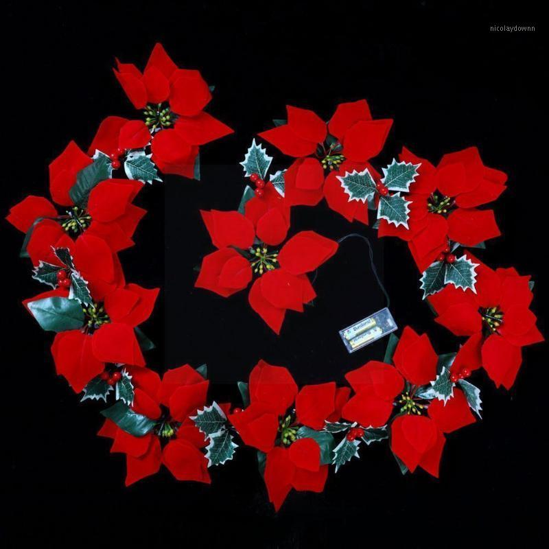 

Christmas Decorations 2m Red Flower Garland Light String Decoration Tree N2a0 Railing Ornaments Pe Q0t0