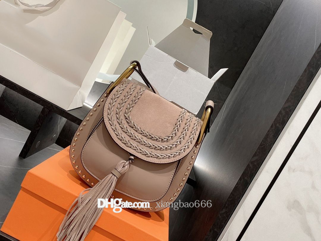 

Fashion Designer Women Bags High Quality Cowskin Leather Cloe Mini Hudson camel suede Crossbody Messenger Saddle Bag