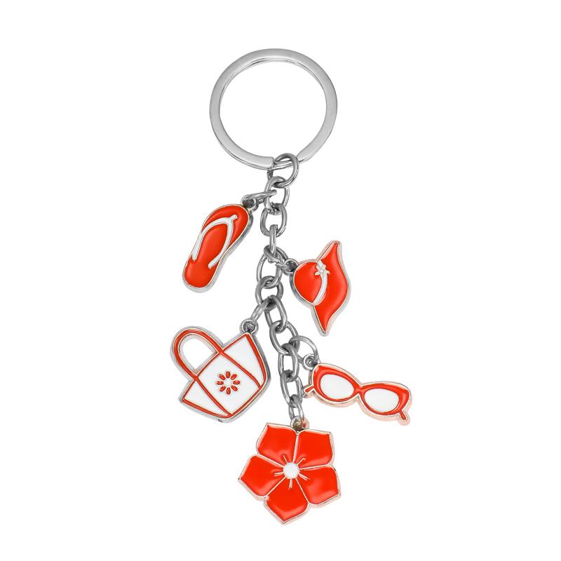 

Keychains Alloy Charm Makeup Series Keychain Exquisite Surf Beach Ocean Key Chain Pendant Creative Bag Accessories Gift Keyring