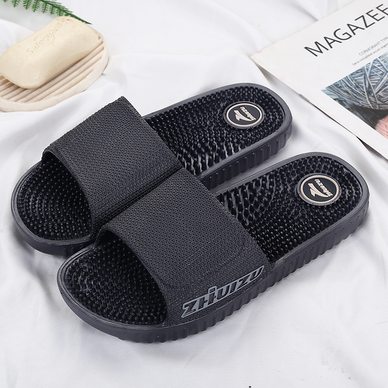 

Beach Flip Flops Men's Flat Indoor Massage Slippers Men Home Non-slip Massage Slippers Zapatos Hombre Men's Slides, Black