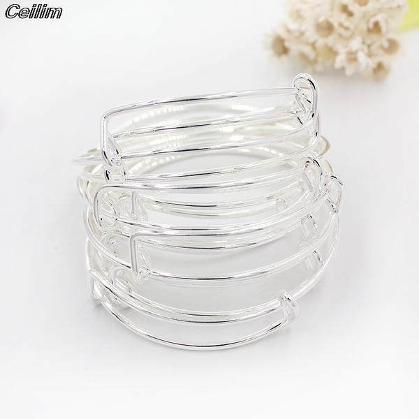 

10pcs 50mm 58mm 65mm Children Adjustable Wire Blank Bangles Cable Expandable Bracelet for Charms Diy Jewelry Accessory Pulseras Q0719