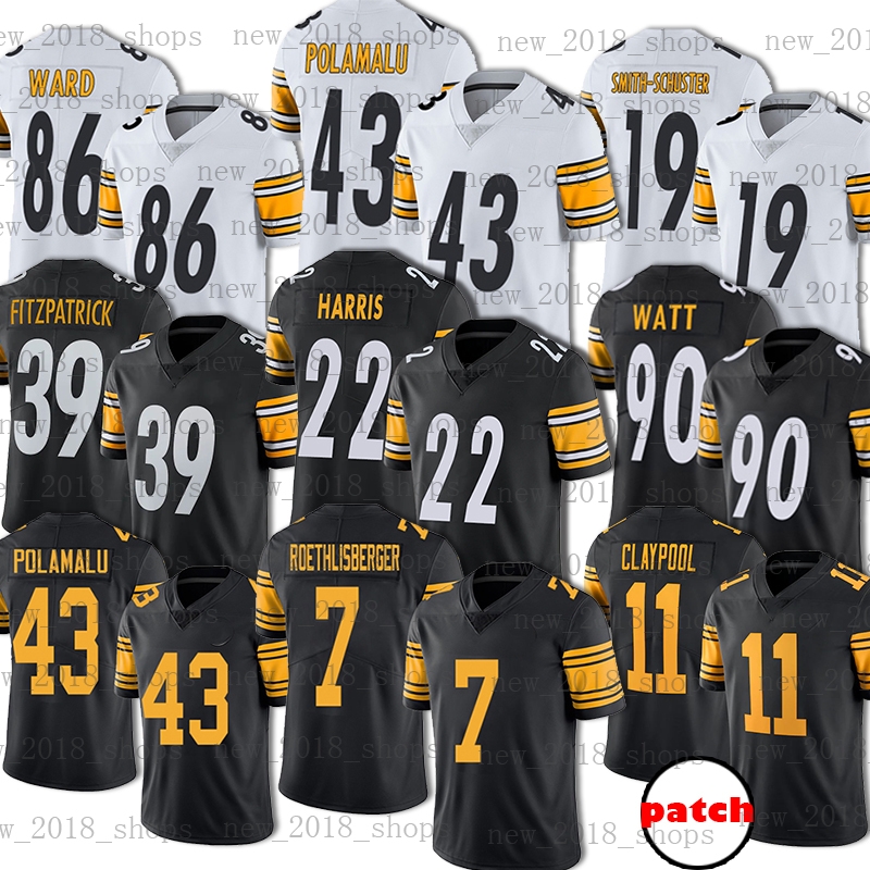 

90 T.J. Watt 22 Najee Harris Jersey 7 Ben Roethlisberger Football Troy Polamalu Minkah Fitzpatrick 19 JuJu Smith-Schuster 11 Chase Claypool Cameron Heyward Freiermuth, Custom men jersey
