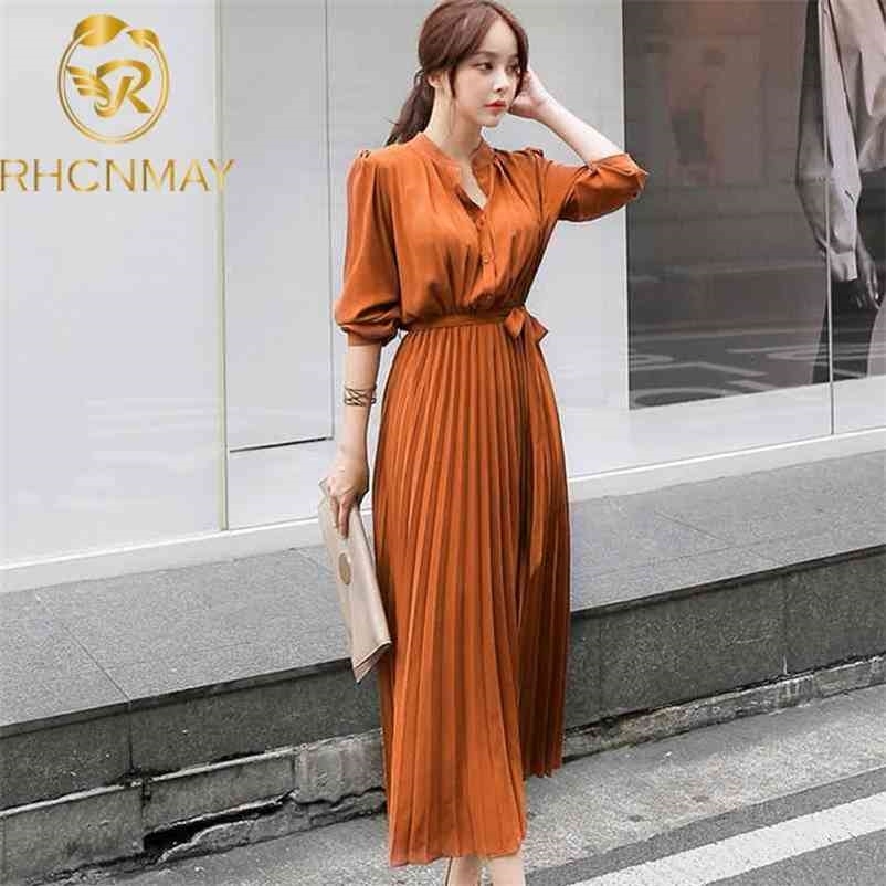 

Summer Pleated Sexy Bodycon Long Dress Women Vintage Chiffon Sleeve Party Casual Vestidos Woman Bow Belt Clothing 210520, Black