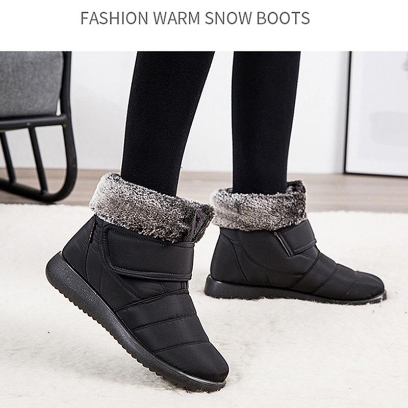 

Boots Large Size Warm Snow Women Winter Waterproof Plus Velvet Cotton Shoes Short, Black