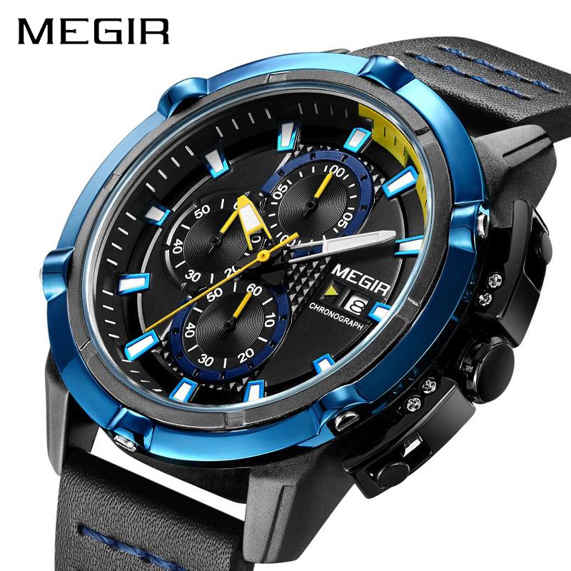 

Wristwatches MEGIR Creative Sport Watch Men Relogio Masculino Fashion Quartz Chronograph Army Military Wrist Watches Clock, Brown