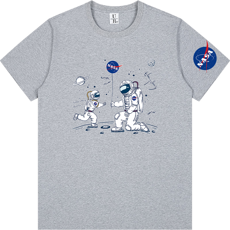 

National Aeronautics Space Administration NASA T Shirt Black Grey Red Pink White Light Blue Men and Women 251, Gray