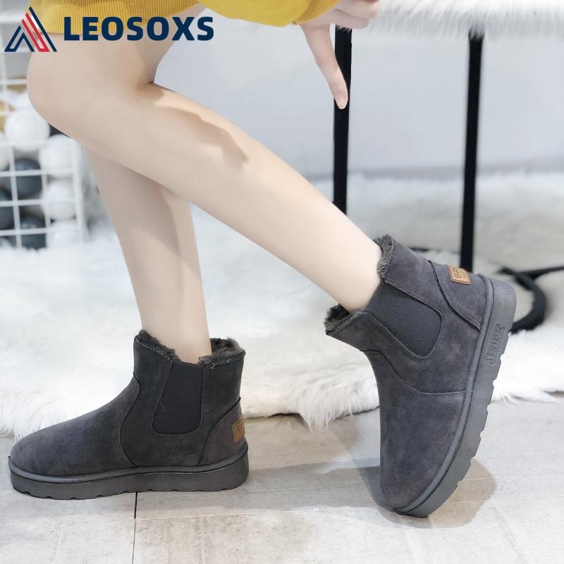 

Boots LEOSOXS Women Plus Size 44 Snow Boot For Winter Shoes Heels Ankle Botas Warm Plush Insole L21, Black