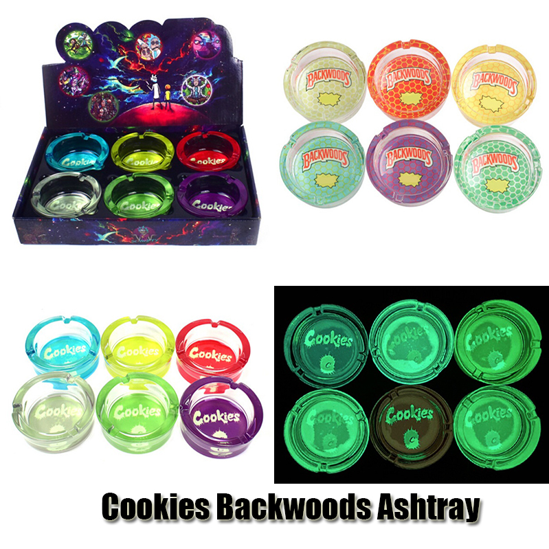 

Cookies Runtz Backwoods Ashtray Luminous Round Shape Clear Glass Jar Ash Tray Cigarette Ashtray Square Bin For Tobacco Cigar Smoking Dry Herb DHL