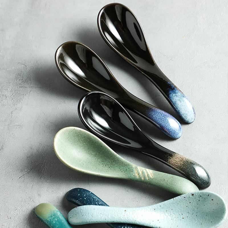 

Dinnerware Sets 1PC Japanese Style Ceramic Small Soup Spoon Tableware Accessories DIY Home Restaurant Dining Table Supplies