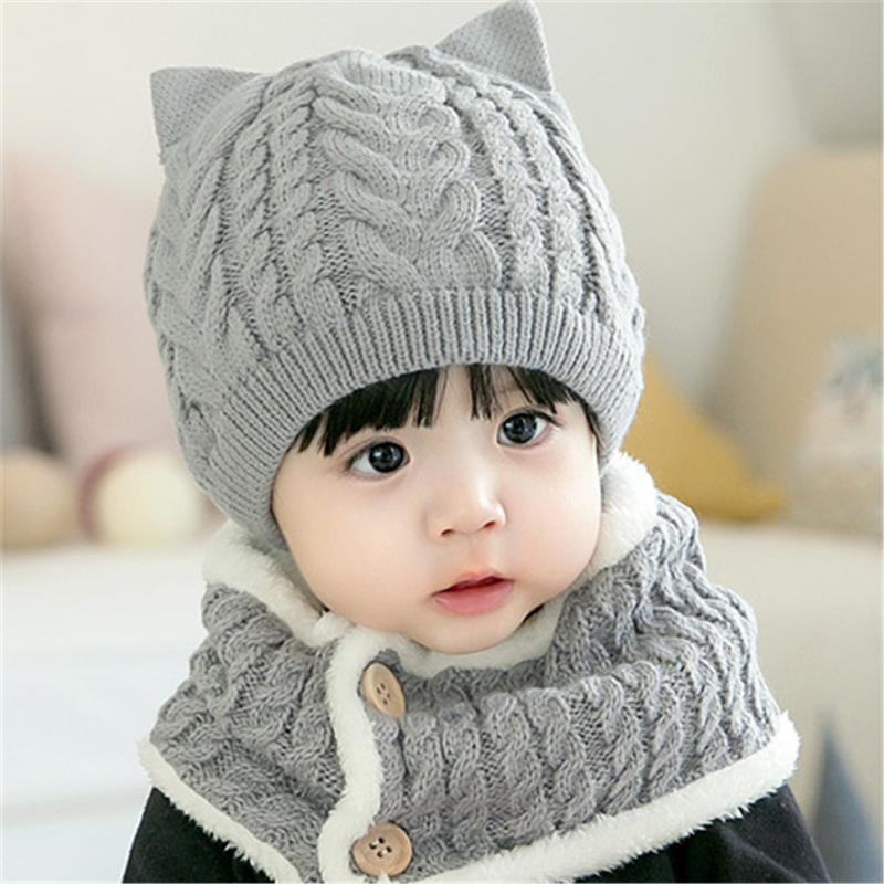 

Caps & Hats Baby Toddler Boys Girls Knitted Children's Lovely Soft Hat+Scarf Two Pieces Set Fashion Cute Solid Color Kid Casual Hat, Yellow