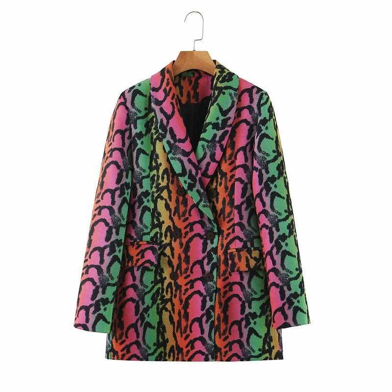 

Autumn retro print ladies blazer casual style color leopard women' jacket Fashion small suit femininity 210527