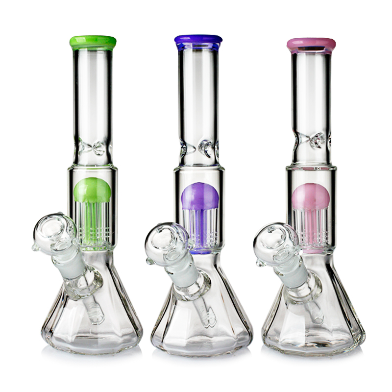 

Diamond base glass bong Hookahs 8 Tree Perc 12.5 Inch water pipes Beaker Bong Ice Pinch Dab Rigs With Diffused Downstem Oil Rigs