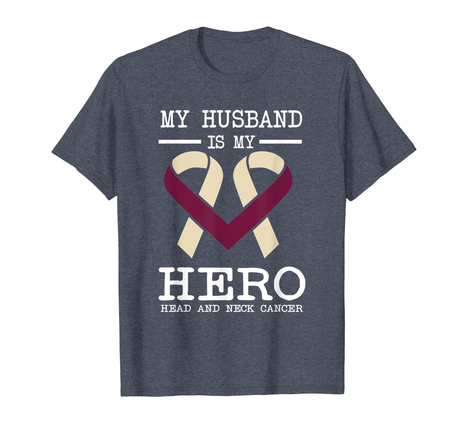 

my husband is my hero tshirts head neck cancer support, White;black