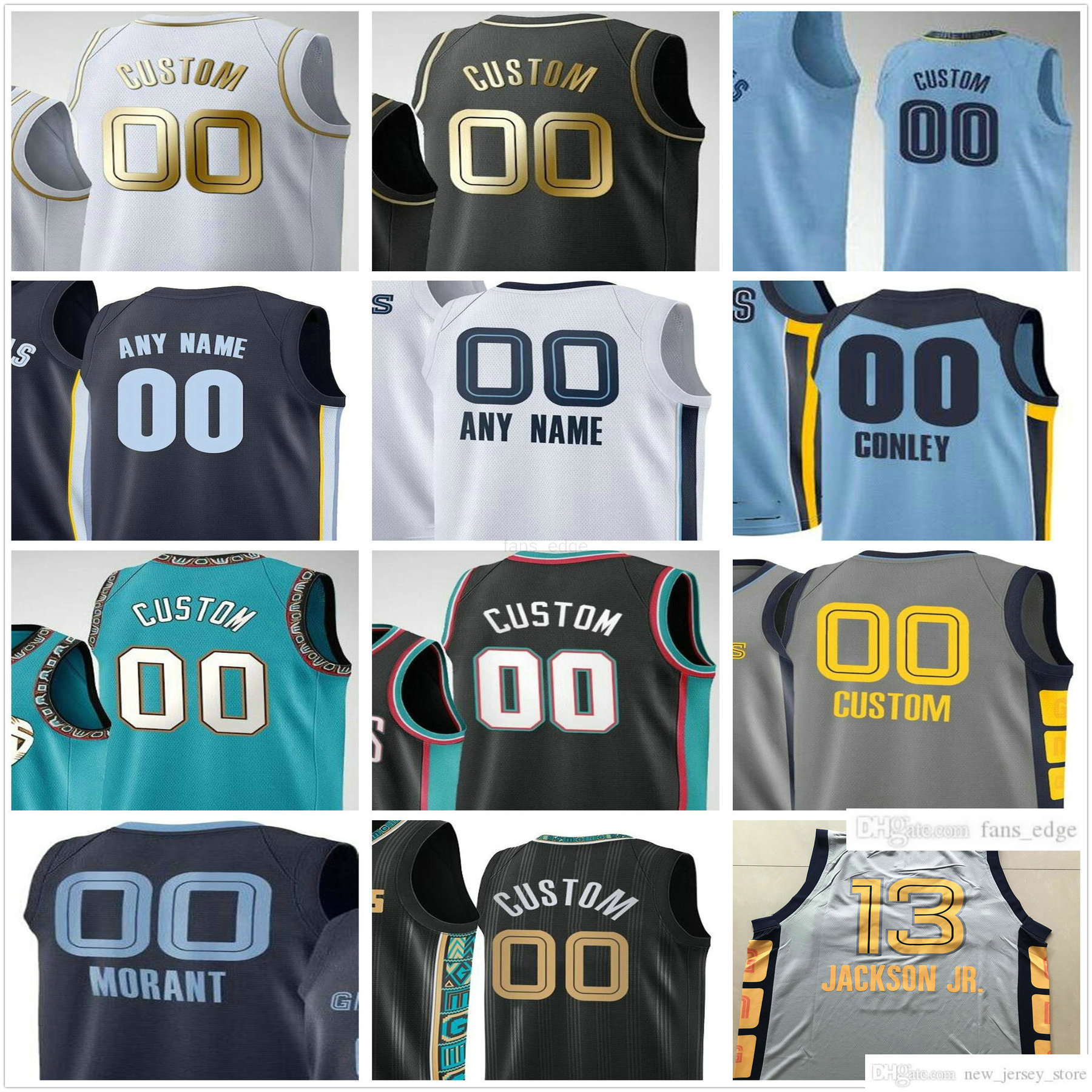 

Custom Printed Ja 12 Morant Jaren 13 Jackson Jr. Jonas 17 Valanciunas Grayson 3 Allen 14 Gorgui Dieng 7 Justise Winslow Basketball Jerseys, As picture