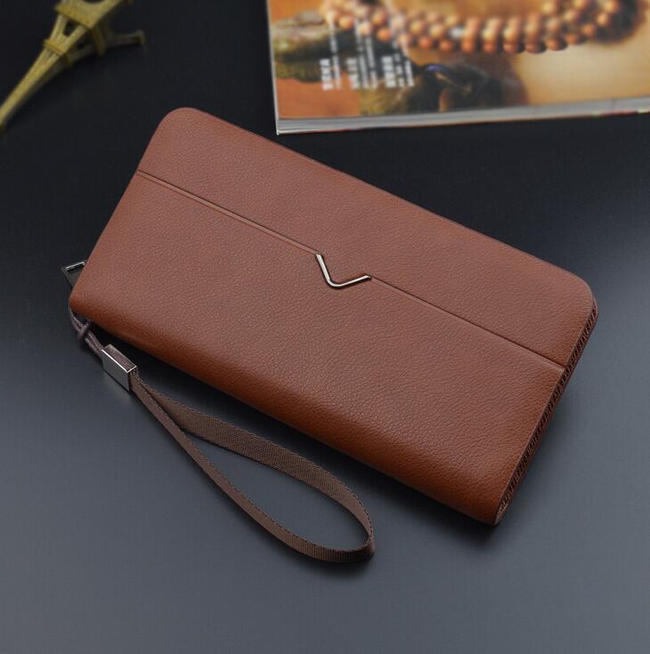 

Factory wholesale brand bag simple all-match leather business long wallet are large men wallets leisure multifunctional hand Zipper purse, Brown