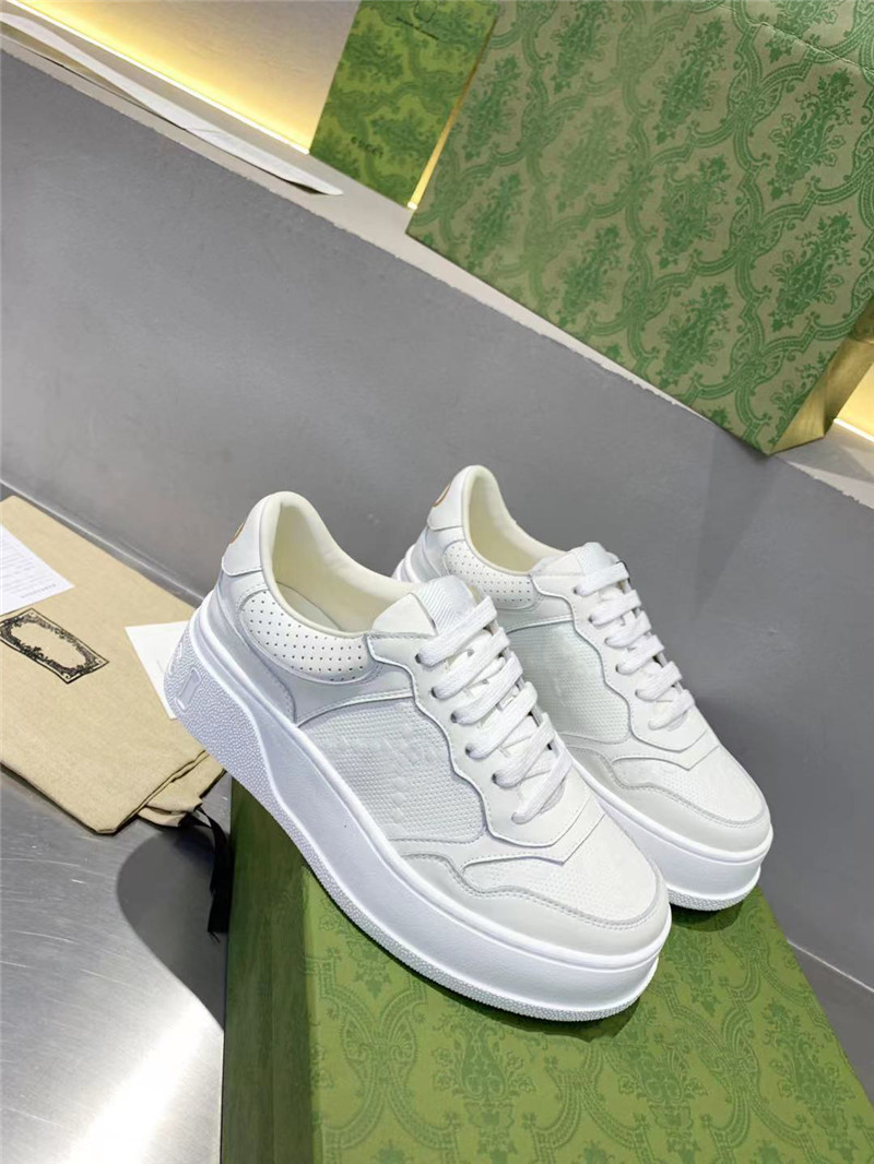 

Designer Luxury Casual Shoes New Ace Embroidered White Leather with smooth Sneaker WEDGE ESPADRILLE PLATFORM SHOE With Original Box, Don't pay it