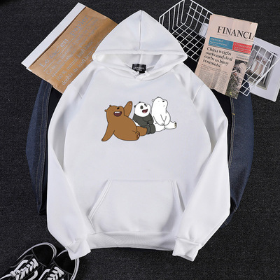 

Women' autumn and winter style with fleece animal cartoon printed European and American Korean version loose long sleeve hoodie large size hoodie women' wear, Beige