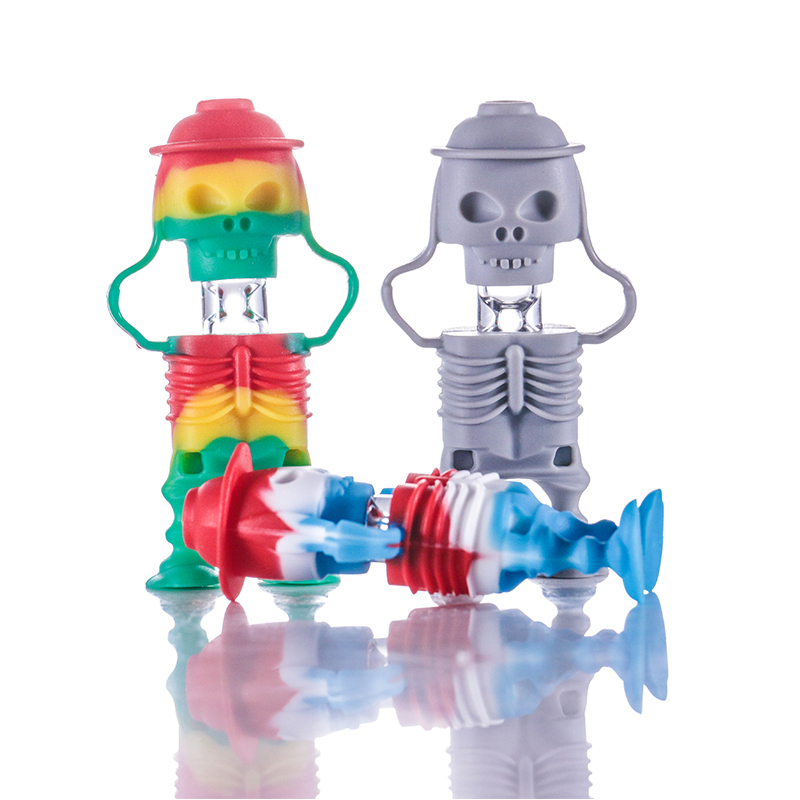 

Tobacco Creative skull Silicone pipe with glass bowl silicon pipes