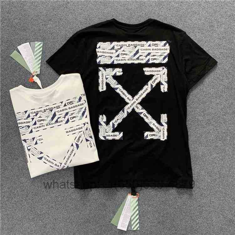 

Men's Tshirts Off Blue and White Slogan Airport Limited Cordon Arrow Loose Short Sleeve Couple T-shirt White Unisex Z59N, White;black
