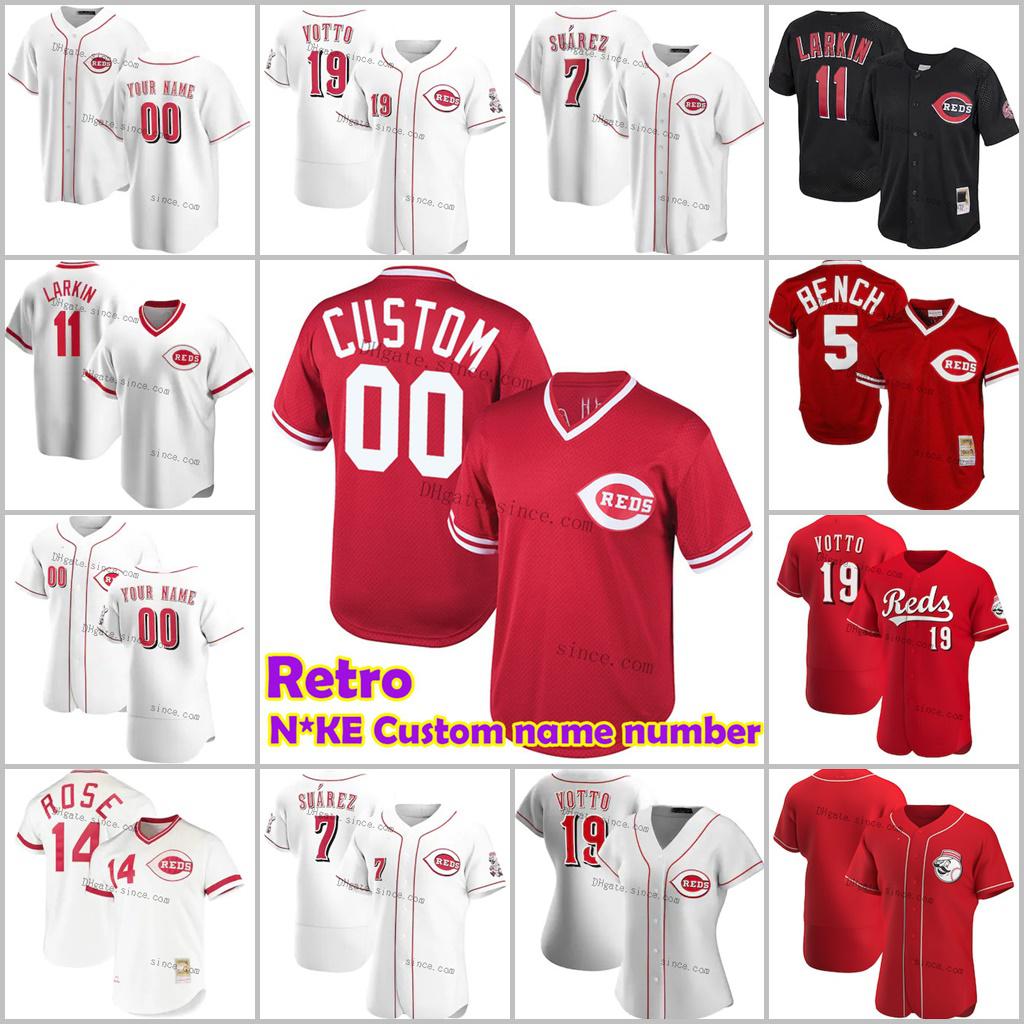 

19 Joey Votto 5 Johnny Bench Jersey 14 Pete Rose 11 Barry Larkin 30 Ken Griffey Jr 17 Chris Sabo Cincinnati Mens Baseball Jerseys, Blue;black