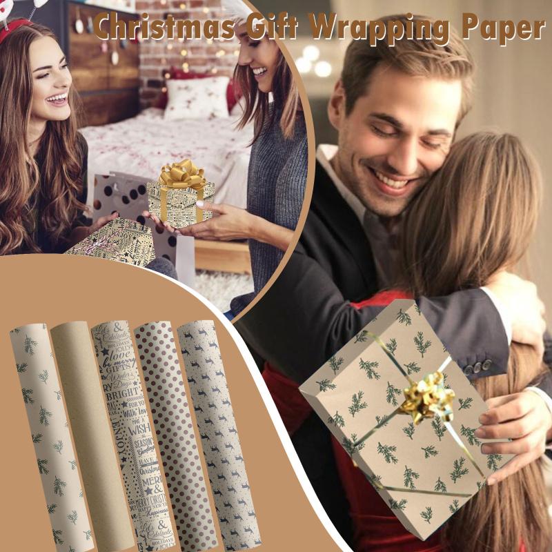 

Gift Wrap Christmas Vintage Kraft Paper Xmas Wrapping 2022 Year Party DIY Decoration Wedding